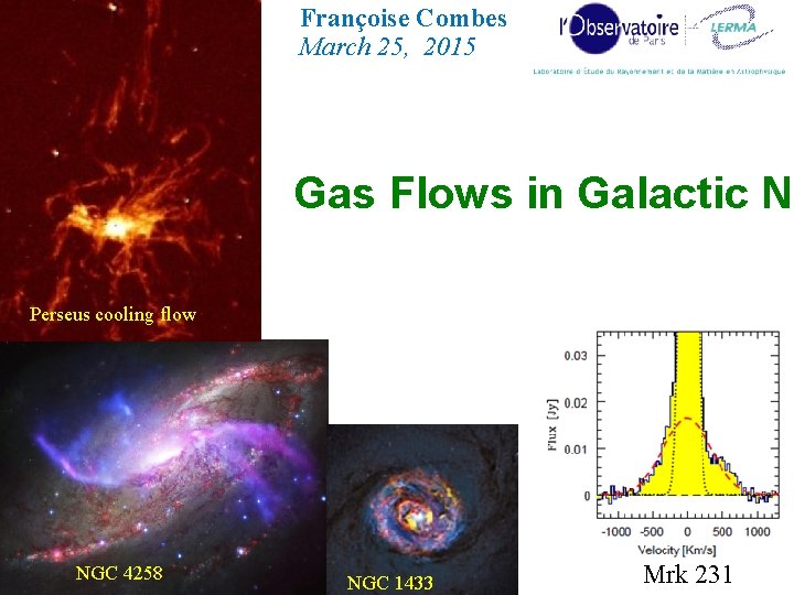Françoise Combes March 25, 2015 Gas Flows in Galactic Nu Perseus cooling flow NGC