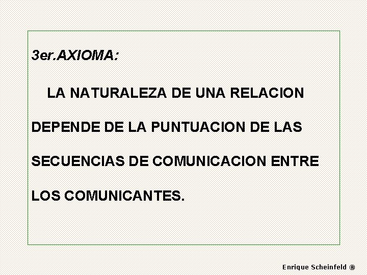 3 er. AXIOMA: LA NATURALEZA DE UNA RELACION DEPENDE DE LA PUNTUACION DE LAS