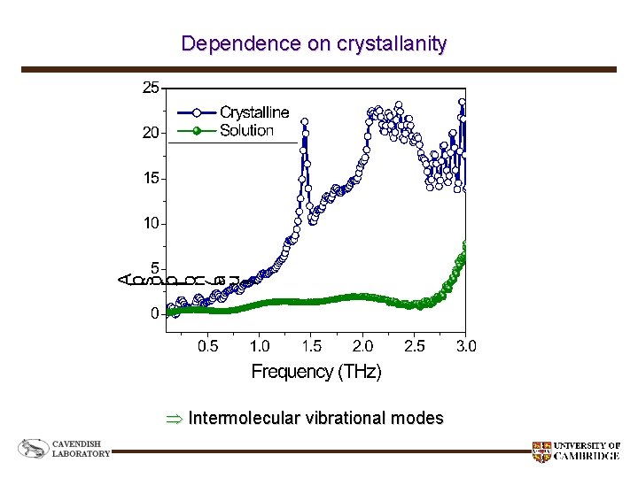 Dependence on crystallanity Intermolecular vibrational modes 