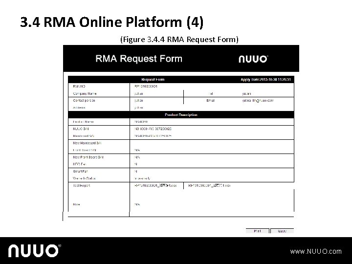 3. 4 RMA Online Platform (4) (Figure 3. 4. 4 RMA Request Form) www.