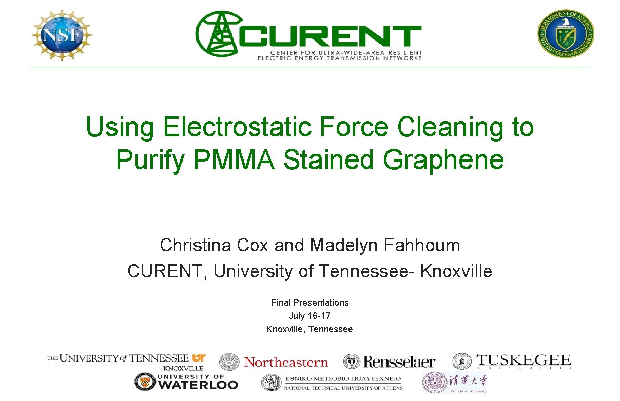 Using Electrostatic Force Cleaning to Purify PMMA Stained Graphene Christina Cox and Madelyn Fahhoum