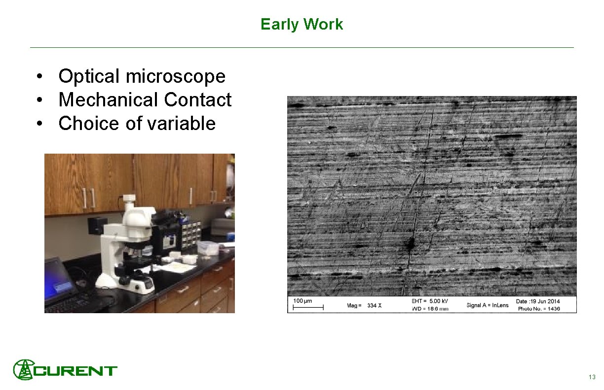 Early Work • Optical microscope • Mechanical Contact • Choice of variable 13 