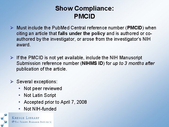 NIH Public Access Compliance Learn How to Keep