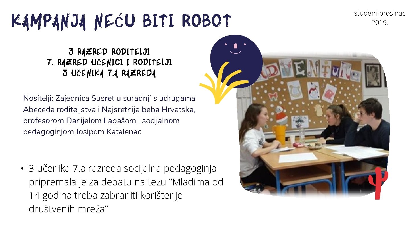 kampanja neću biti robot 3 razred roditelji 7. razred učenici i roditelji 3 učenika