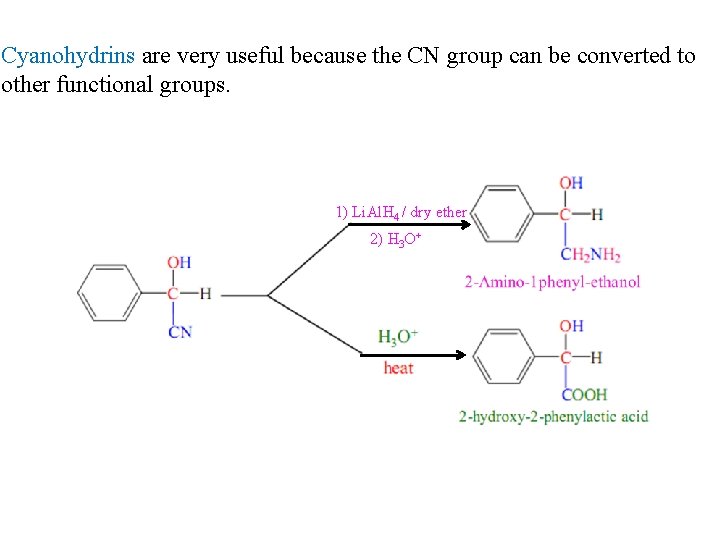 Cyanohydrins are very useful because the CN group can be converted to other functional