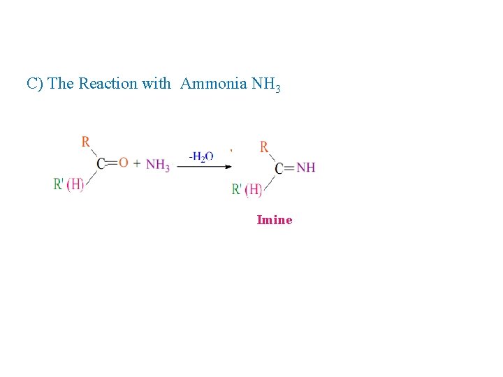 C) The Reaction with Ammonia NH 3 Imine 