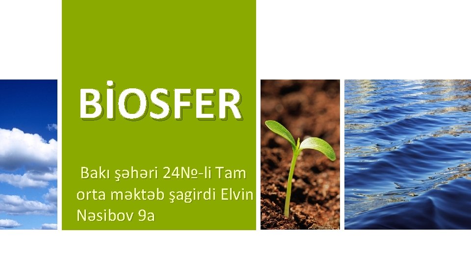 BİOSFER Bakı şəhəri 24№-li Tam orta məktəb şagirdi Elvin Nəsibov 9 a 