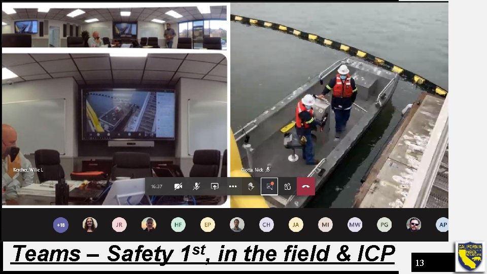 Teams – Safety 1 st, in the field & ICP 13 