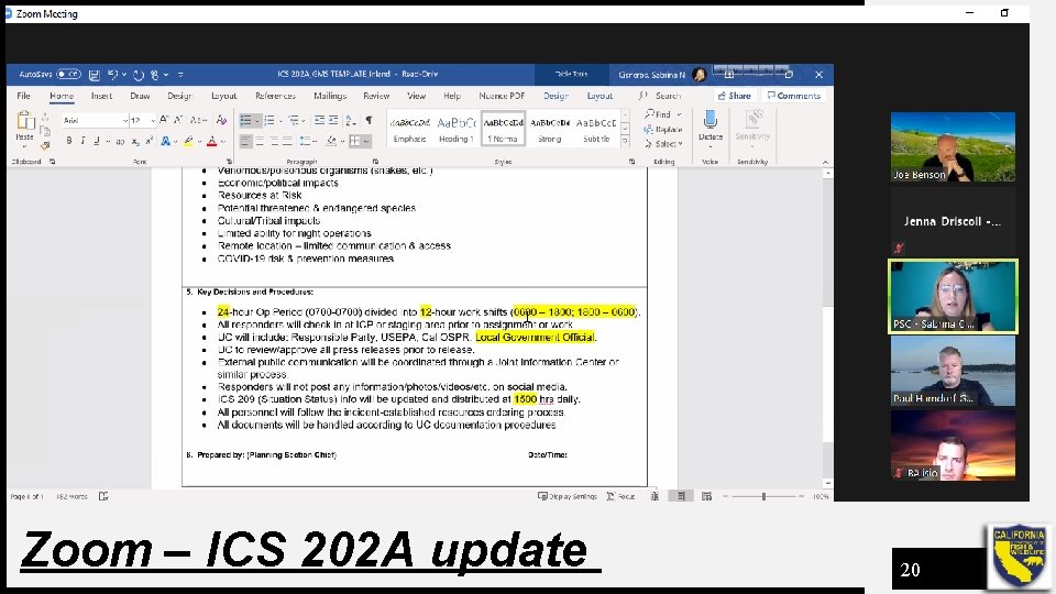 Zoom – ICS 202 A update 20 