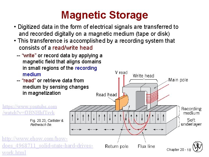 Magnetic Storage • Digitized data in the form of electrical signals are transferred to
