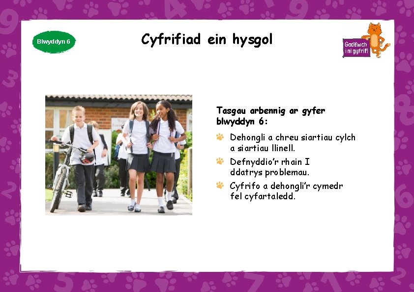 Blwyddyn 6 Cyfrifiad ein hysgol Tasgau arbennig ar gyfer blwyddyn 6: Dehongli a chreu