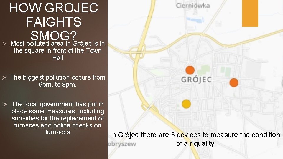 HOW GROJEC FAIGHTS SMOG? Ø Most polluted area in Grójec is in the square