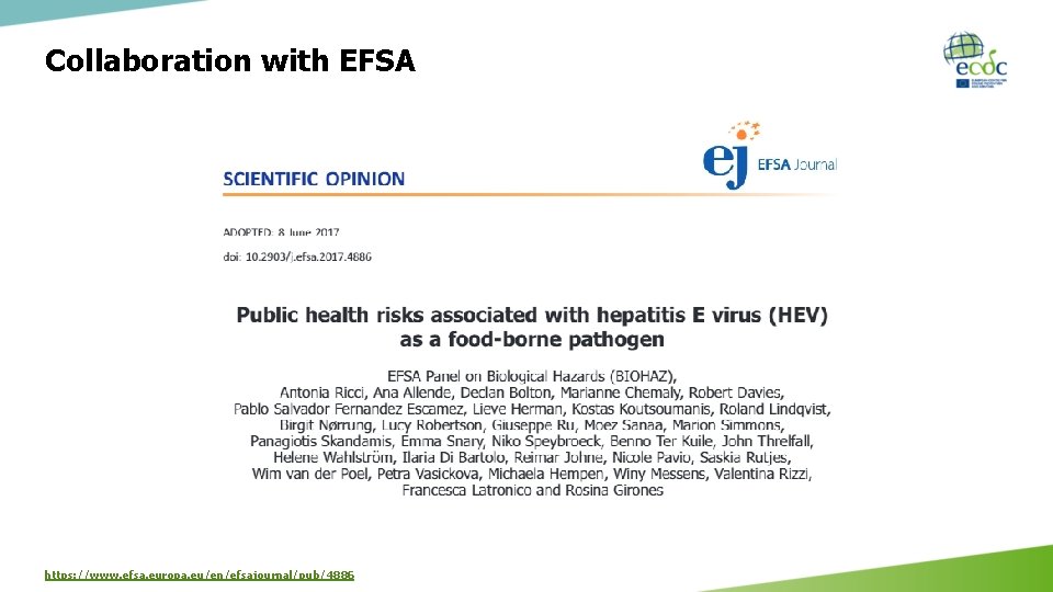 Collaboration with EFSA https: //www. efsa. europa. eu/en/efsajournal/pub/4886 