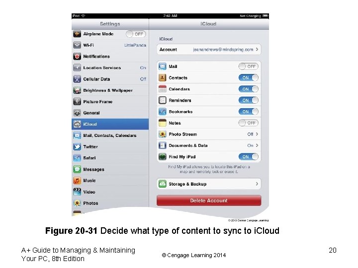 Figure 20 -31 Decide what type of content to sync to i. Cloud A+