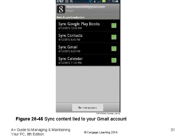 Figure 20 -46 Sync content tied to your Gmail account A+ Guide to Managing