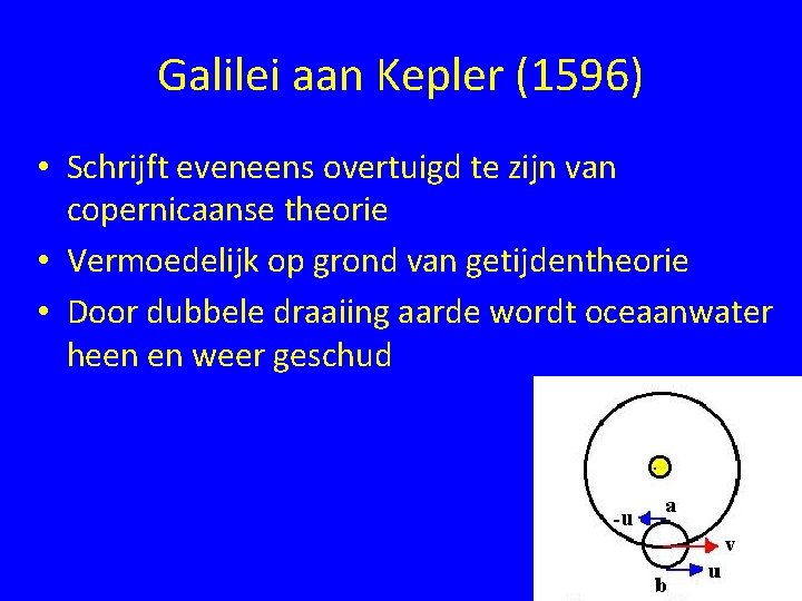 Galilei aan Kepler (1596) • Schrijft eveneens overtuigd te zijn van copernicaanse theorie •