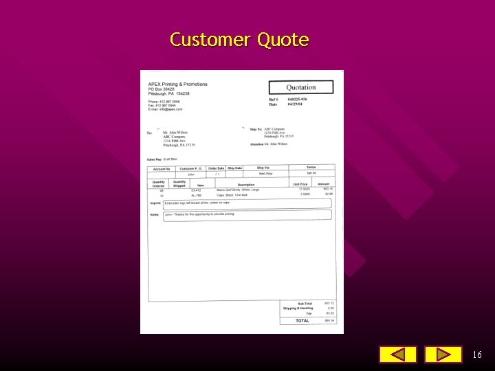 Customer Quote 16 