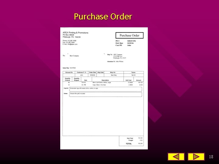 Purchase Order 18 
