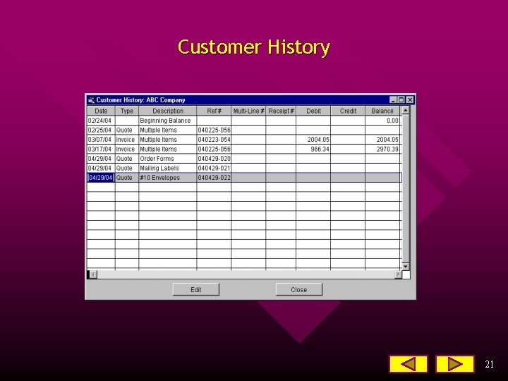 Customer History 21 