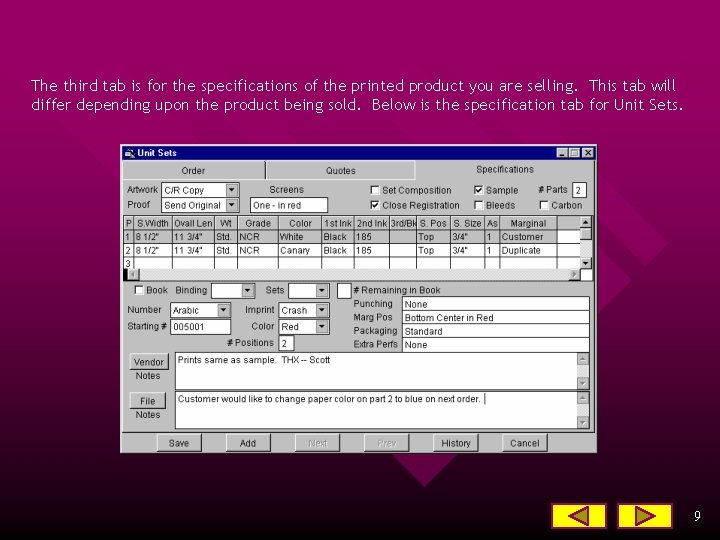 The third tab is for the specifications of the printed product you are selling.