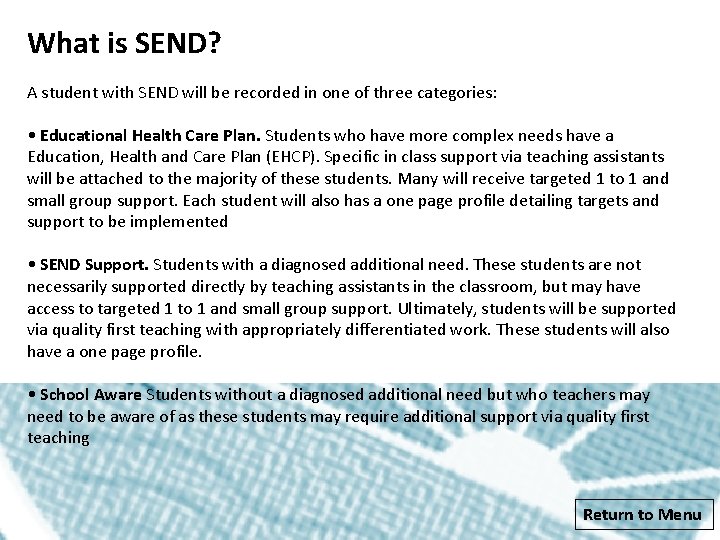 SEN Information Report 2019 2020 SEN information Report