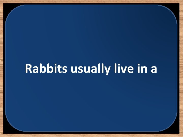 Rabbits usually live in a 