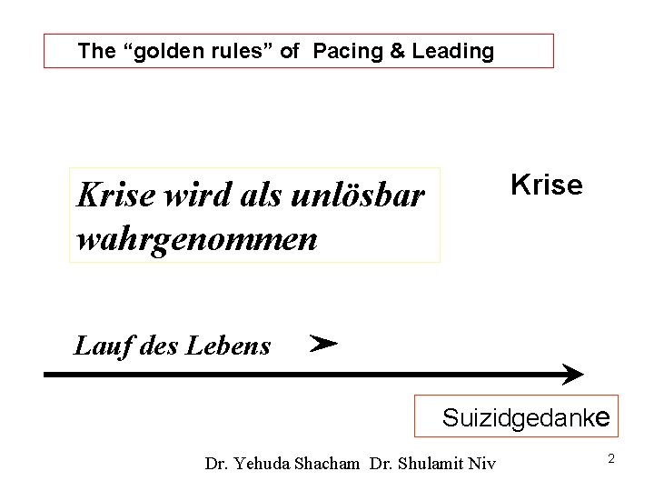 The “golden rules” of Pacing & Leading Krise wird als unlösbar wahrgenommen Lauf des