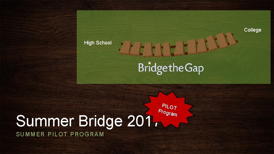 College High School PILO T Progr am Summer Bridge 2017 SUMMER PILOT PROGRAM 