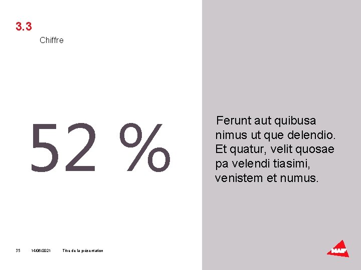 3. 3 Chiffre 52 % 35 14/06/2021 Titre de la présentation Ferunt aut quibusa