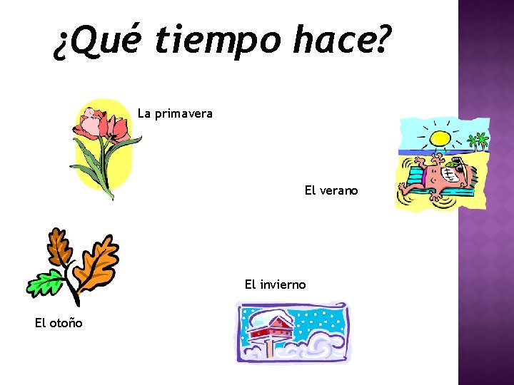 ¿Qué tiempo hace? La primavera El verano El invierno El otoño 