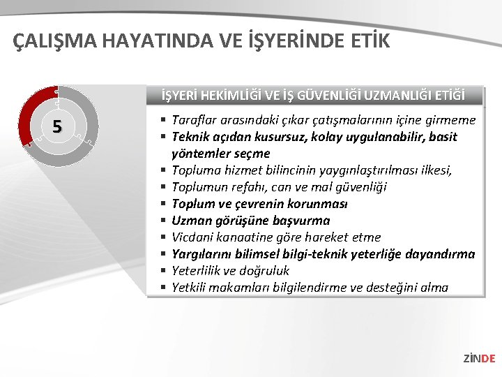 ÇALIŞMA HAYATINDA VE İŞYERİNDE ETİK İŞYERİ HEKİMLİĞİ VE İŞ GÜVENLİĞİ UZMANLIĞI ETİĞİ 5 §