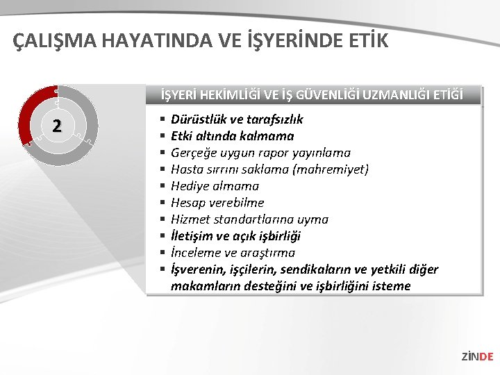 ÇALIŞMA HAYATINDA VE İŞYERİNDE ETİK İŞYERİ HEKİMLİĞİ VE İŞ GÜVENLİĞİ UZMANLIĞI ETİĞİ 2 §