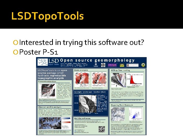 LSDTopo. Tools Interested in trying this software out? Poster P-S 1 