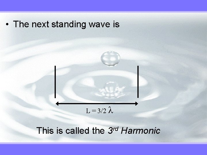  • The next standing wave is L = 3/2 This is called the