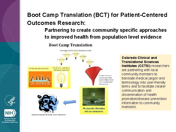 Boot Camp Translation (BCT) for Patient-Centered Outcomes Research: Partnering to create community specific approaches