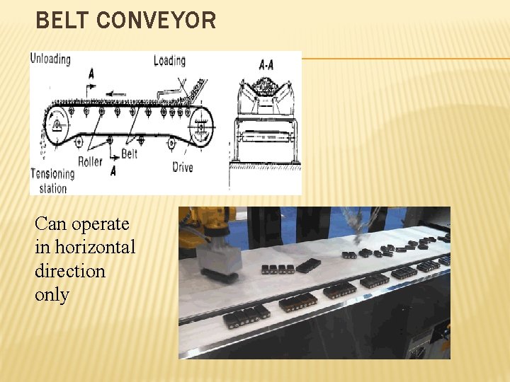 BELT CONVEYOR Can operate in horizontal direction only 