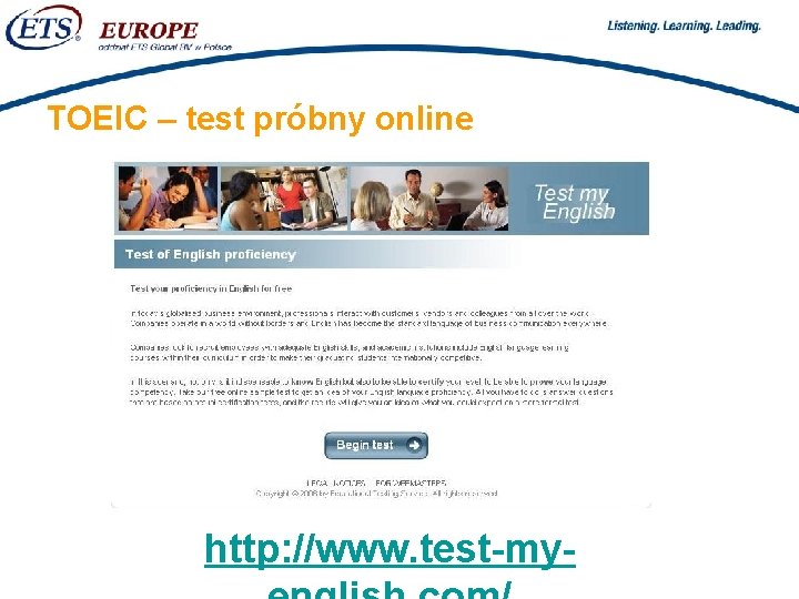 > TOEIC – test próbny online http: //www. test-my- 