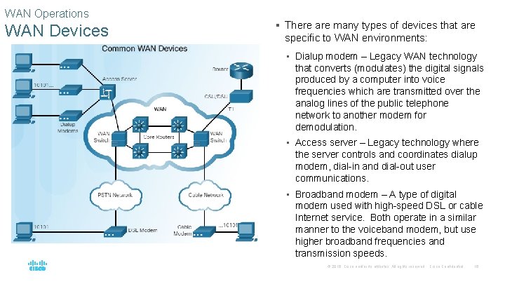 WAN Operations WAN Devices § There are many types of devices that are specific