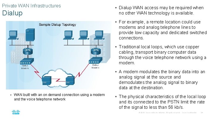 Private WAN Infrastructures Dialup § Dialup WAN access may be required when no other