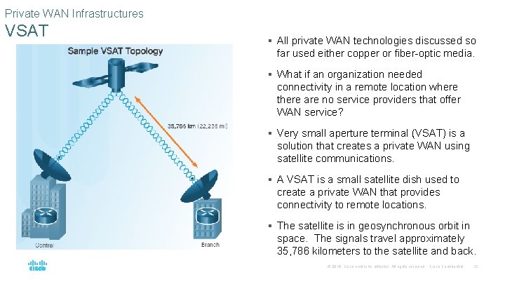 Private WAN Infrastructures VSAT § All private WAN technologies discussed so far used either