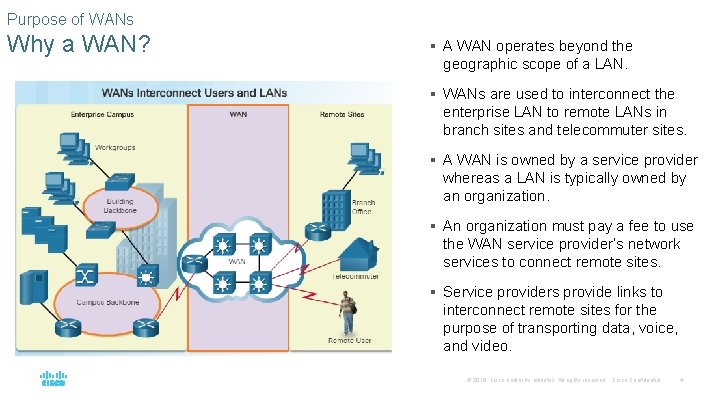 Purpose of WANs Why a WAN? § A WAN operates beyond the geographic scope