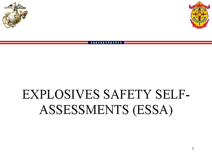 EXPLOSIVES SAFETY SELFASSESSMENTS (ESSA) 1 