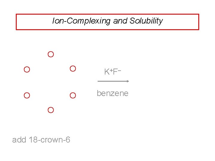 Ion-Complexing and Solubility O O O K +F– O O benzene O add 18