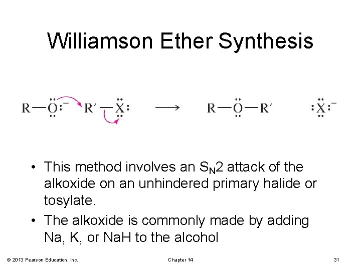 Williamson Ether Synthesis • This method involves an SN 2 attack of the alkoxide