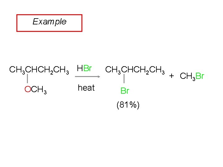 Example CH 3 CHCH 2 CH 3 HBr OCH 3 heat CH 3 CHCH