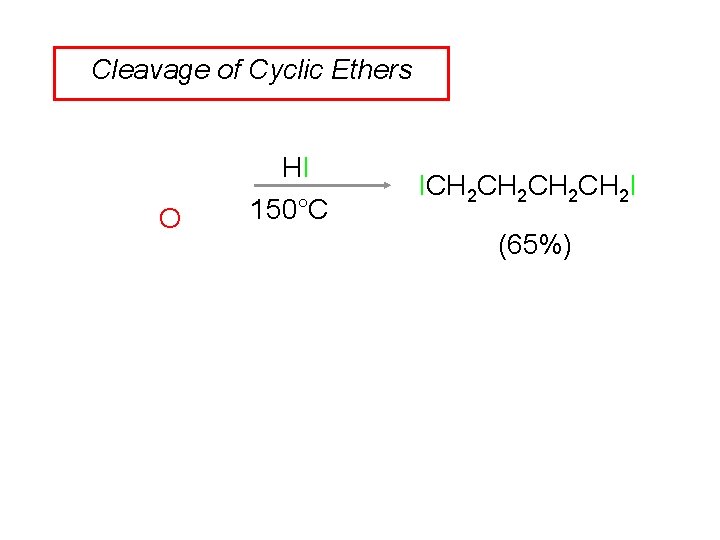 Cleavage of Cyclic Ethers O HI 150°C ICH 2 CH 2 I (65%) 