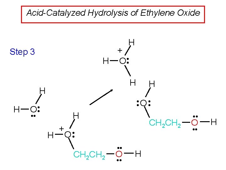 Acid-Catalyzed Hydrolysis of Ethylene Oxide H + H O • • Step 3 H