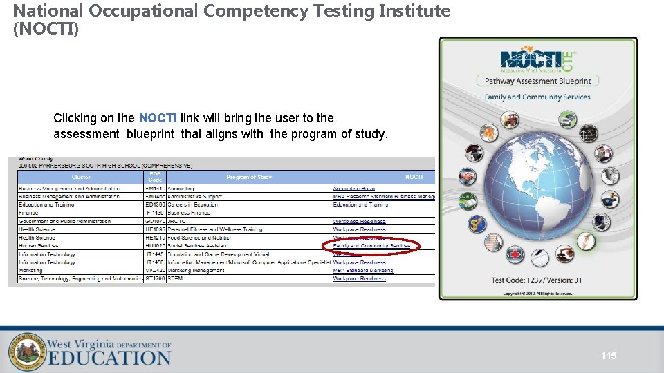 National Occupational Competency Testing Institute (NOCTI) Clicking on the NOCTI link will bring the National Occupational Competency Testing Institute (NOCTI) Clicking on the NOCTI link will bring the