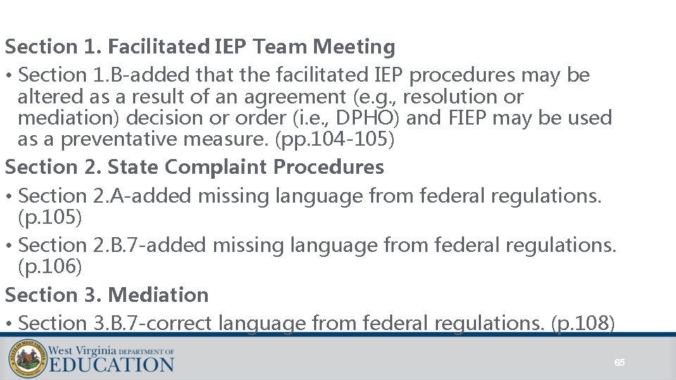 Section 1. Facilitated IEP Team Meeting • Section 1. B-added that the facilitated IEP Section 1. Facilitated IEP Team Meeting • Section 1. B-added that the facilitated IEP