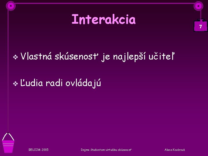 Interakcia v Vlastná v Ľudia 7 skúsenosť je najlepší učiteľ radi ovládajú BELCOM 2005